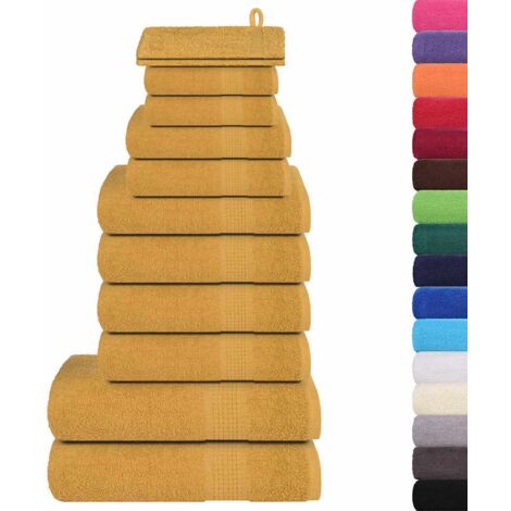 vidaXL Set Asciugamani 12 pz Oro 360 gsm 100% Cotone