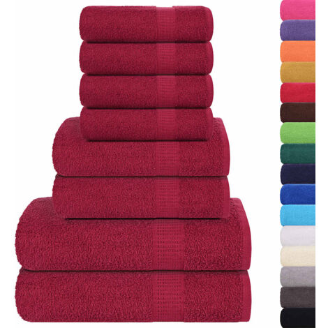 Set di asciugamani 8 pezzi FROGN Bordeaux 360 g/m² vidaXL