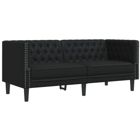 vidaXL Divano Chesterfield Nero in Similpelle