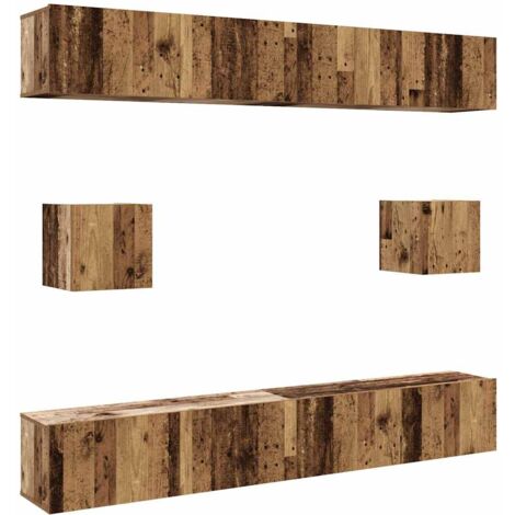Set Mobile TV 6 pz Montato a Parete Legno Antico in Truciolato vidaXL (1/5)