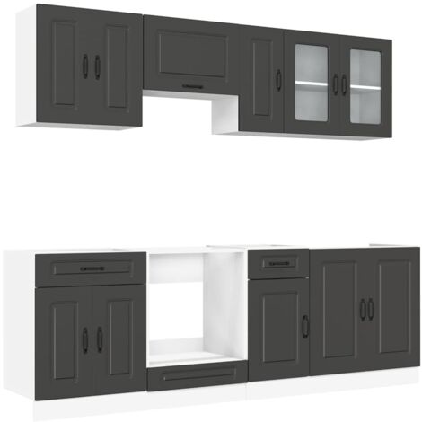 vidaXL Set Mobili da Cucina 8 pz Kalmar Neri Legno Multistrato (1/5)