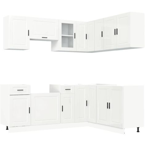 vidaXL Set Mobili da Cucina 11 pz Porto Bianchi Lucido in Truciolato (1/5)
