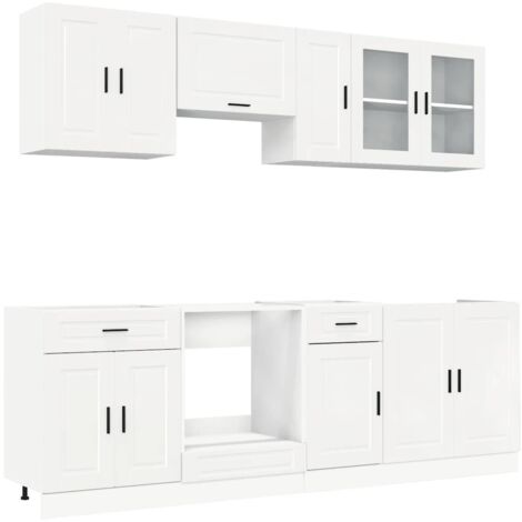 vidaXL Set Mobili da Cucina 8 pz Kalmar Bianchi Lucido in Truciolato