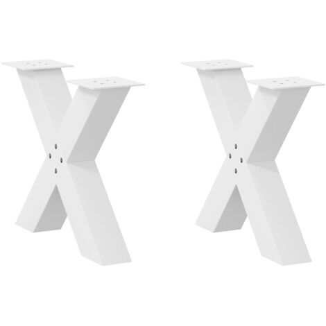 vidaXL Gambe per Tavolino da Caffè a Forma di X 2 pz Bianche 50x(42-43) cm Acciaio