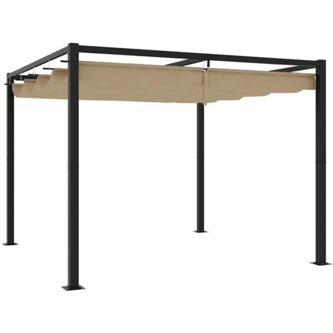 Gazebo da Giardino con Tetto Retrattile Tortora 3x3 m Acciaio vidaXL (1/5)