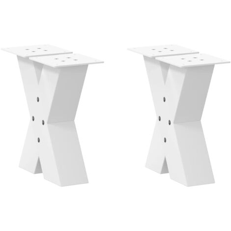 vidaXL Gambe per Tavolino da Caffè a Forma di X 2 pz Bianche 30x(30-31) cm Acciaio