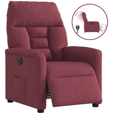 vidaXL Poltrona Elettrica Reclinabile Rosso Vino in Tessuto (1/5)