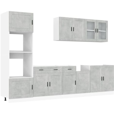 Set Mobili da Cucina 7 pz Kalmar Grigio Cemento in Truciolato vidaXL (1/5)