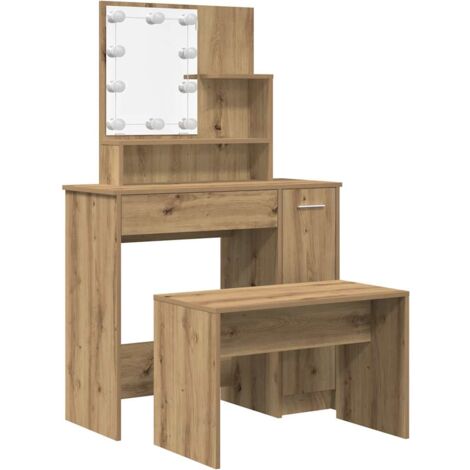 Set Toeletta con LED Rovere Artigianale in Legno Multistrato vidaXL (1/5)