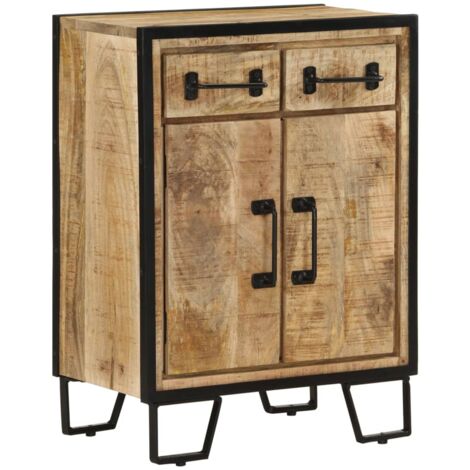 vidaXL Credenza Nera 55x34x75 cm in Legno Massello di Mango e Ferro