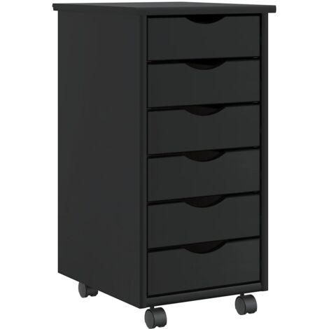 Armadietto Rotante con Cassetti MOSS Nero Legno Massello Pino vidaXL