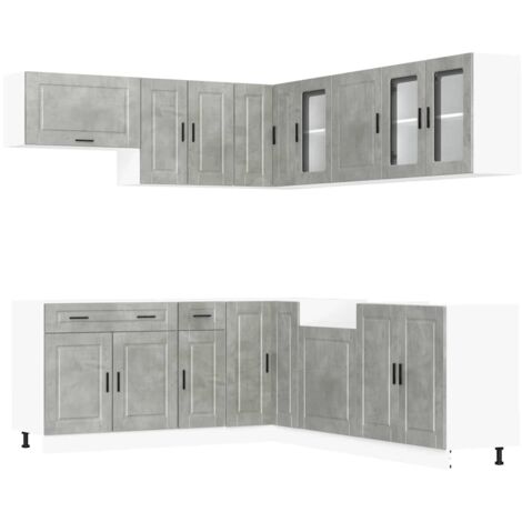 Set Mobili da Cucina 11 pz Porto Grigio Cemento in Truciolato vidaXL (1/5)