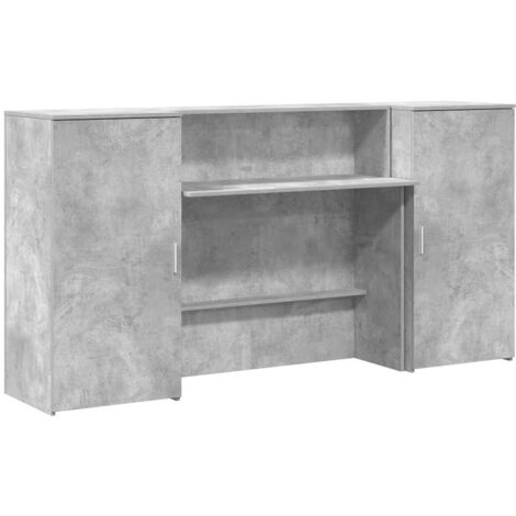 vidaXL Banco Reception Grigio Cemento 200x50x103,5cm Legno Multistrato