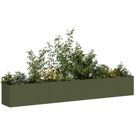 Fioriera Verde Oliva 280x40x40 cm in Acciaio Laminato a Freddo vidaXL