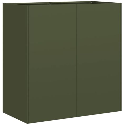 Fioriera Verde Oliva 80x40x80 cm in Acciaio Laminato a Freddo vidaXL