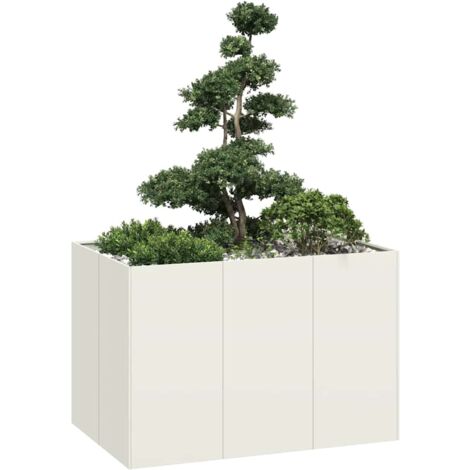 vidaXL Fioriera Bianca 120x80x80 cm in Acciaio