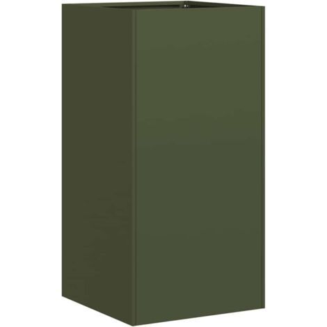 Fioriera Verde Oliva 40x40x80 cm in Acciaio Laminato a Freddo vidaXL