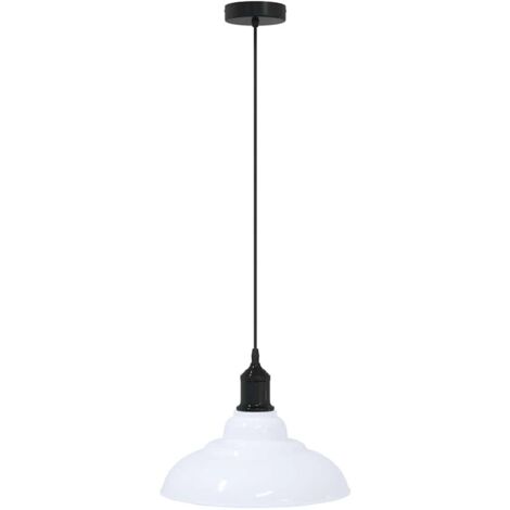 vidaXL Lampada Sospensione Regolabile E27 Bianco Lucido Ø31cm Metallo (1/5)