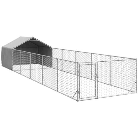 vidaXL Cuccia per Cani da Esterno con Recinto 8x2x1,5m Acciaio Zincato