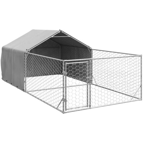 vidaXL Cuccia per Cani da Esterno con Recinto 5x2x1,5m Acciaio Zincato