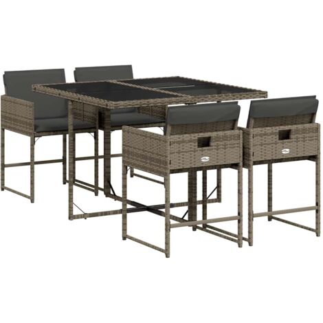 vidaXL Set da Pranzo da Giardino 5 pz con Cuscini in Polyrattan Grigio (1/5)
