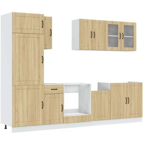 Set Mobili Cucina VidaXL 8 Pezzi - Legno Multistrato Bianco, Con Piedini Regolabili | Modulo Cucina Moderna - Foto 10