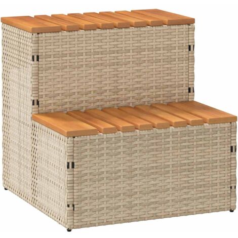 vidaXL Bordo per Vasca Idromassaggio Beige Polyrattan&Massello Acacia