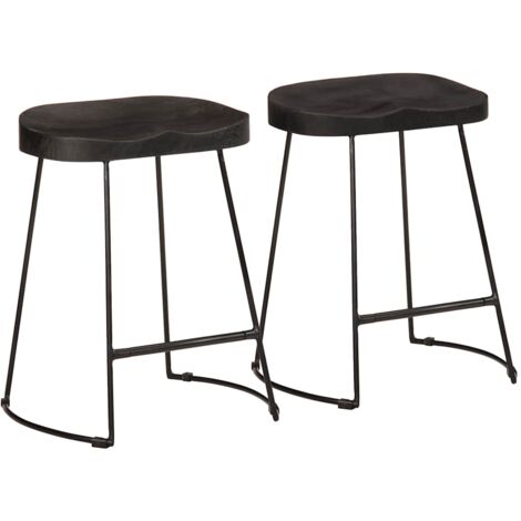 Sgabelli da Bar 2 pz Neri 46x38x52 cm Legno Massello di Mango vidaXL (1/5)