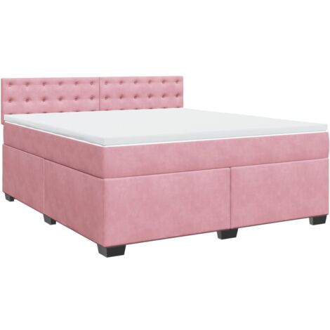Giroletto a Molle con Materasso Rosa 180x200 cm in Velluto vidaXL (1/5)
