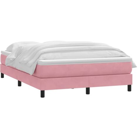 Giroletto a Molle con Materasso Rosa 140x220 cm in Velluto vidaXL