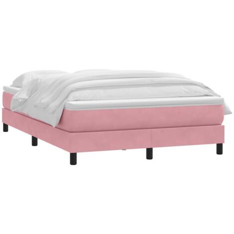 Giroletto a Molle con Materasso Rosa 160x220 cm in Velluto vidaXL