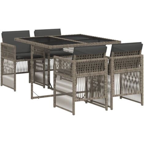 vidaXL Set da Pranzo da Giardino 5 pz con Cuscini in Polyrattan Grigio