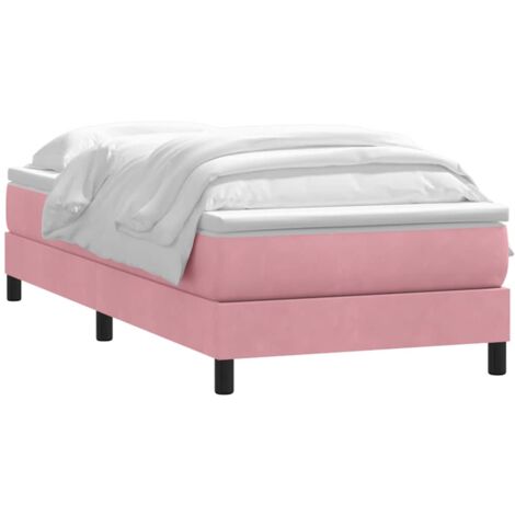 Giroletto a Molle con Materasso Rosa 90x220 cm Velluto vidaXL (1/5)