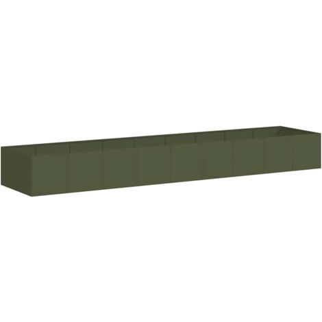 vidaXL Fioriera Verde Oliva 360x80x40 cm in Acciaio