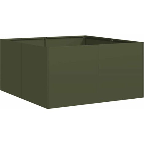 vidaXL Fioriera Verde Oliva 80x80x40 cm in Acciaio Laminato a Freddo