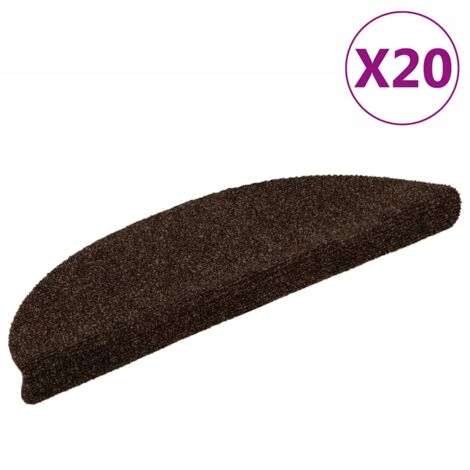 vidaXL Tappetini per scale autoadesivi 20 pz 56x17x3 cm marrone semicircolari