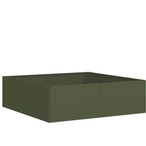 vidaXL Fioriera Verde Oliva 100x100x30 cm in Acciaio