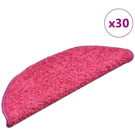 Tappetini per scale 30 pz 56x17x3 cm rosa semicircolari vidaXL