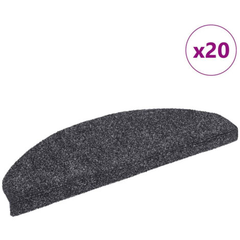 vidaXL Tappetini per scale autoadesivi 20 pz 65x21x4 cm Grigio scuro Semicircolari Grandi