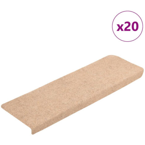 vidaXL Tappetini per scale autoadesivi 20 pz 65x21x4 cm Crema Bordo rettangolare