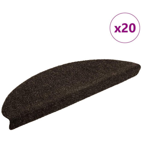 vidaXL Tappetini per scale autoadesivi 20 pz 65x21x4 cm marrone scuro semicircolari grandi