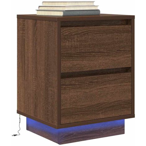 vidaXL Comodino con Luci LED Rovere Marrone 38x34x50 cm (1/5)