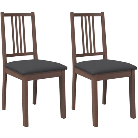 vidaXL Sedie da Pranzo con Cuscini 2pz Marrone Legno Massello di Hevea
