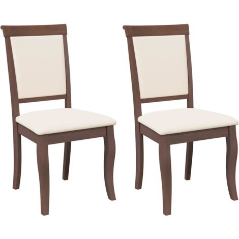vidaXL Sedie da Pranzo con Cuscini 2pz Marrone Legno Massello di Hevea (1/5)