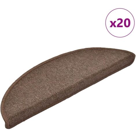 Tappetini per scale 20 pz 56x17x3 cm Marrone caffè Semicircolari vidaXL
