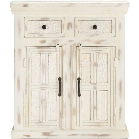 Credenza Bianca 65x30x75 cm in Legno Massello di Mango vidaXL