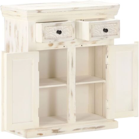 Credenza Bianca 65x30x75 cm in Legno Massello di Mango vidaXL