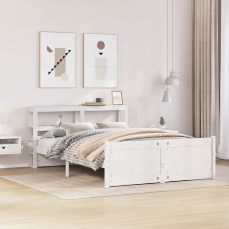 vidaXL Giroletto con Testiera senza Materasso Bianco 160x200 cm (1/5)