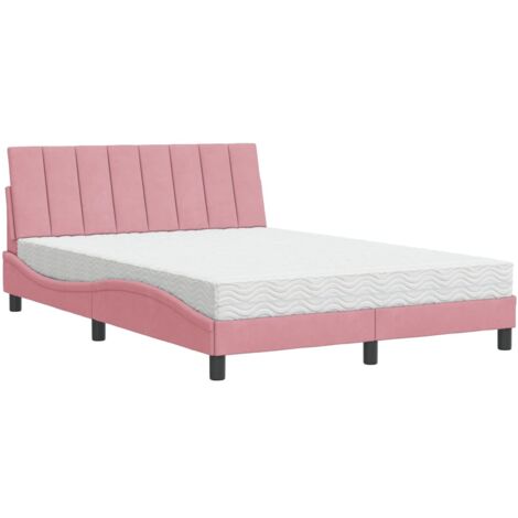 Letto con Materasso Hanko Rosa 140x190 cm in Velluto vidaXL (1/5)
