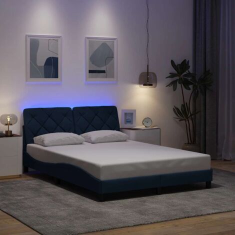 vidaXL Giroletto con LED senza Materasso Blu 120x200 cm in Tessuto (1/5)